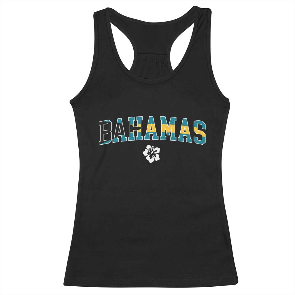 Bahamas Flag Racerback Tank Top Caribbean Hibiscus Flower Beach Summer Vacation - Wonder Print Shop
