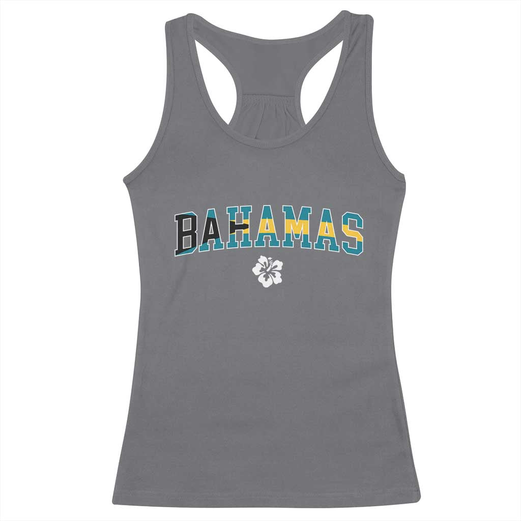 Bahamas Flag Racerback Tank Top Caribbean Hibiscus Flower Beach Summer Vacation - Wonder Print Shop