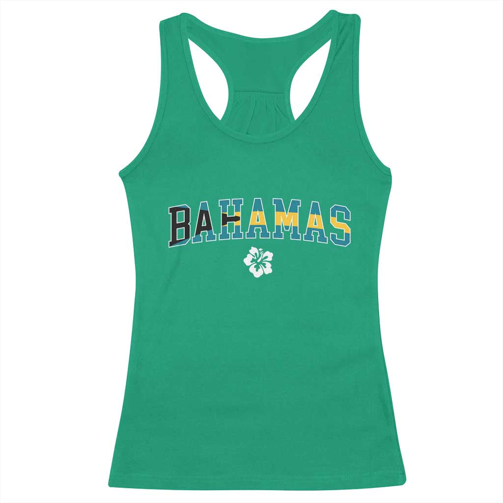 Bahamas Flag Racerback Tank Top Caribbean Hibiscus Flower Beach Summer Vacation - Wonder Print Shop