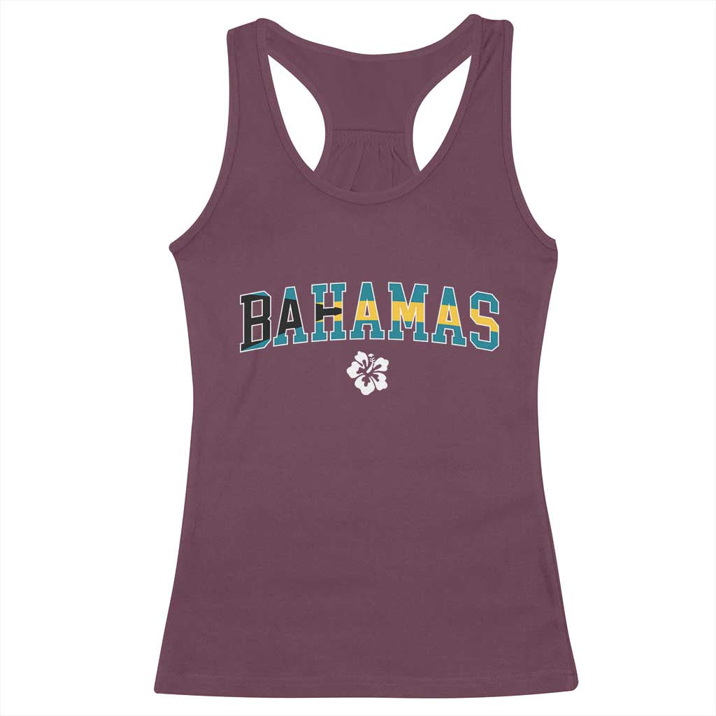 Bahamas Flag Racerback Tank Top Caribbean Hibiscus Flower Beach Summer Vacation - Wonder Print Shop