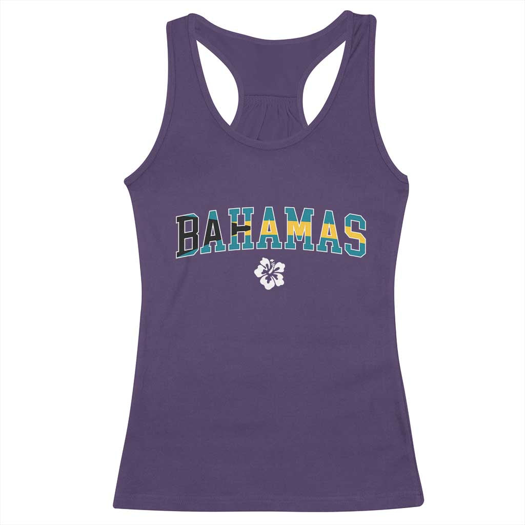 Bahamas Flag Racerback Tank Top Caribbean Hibiscus Flower Beach Summer Vacation - Wonder Print Shop