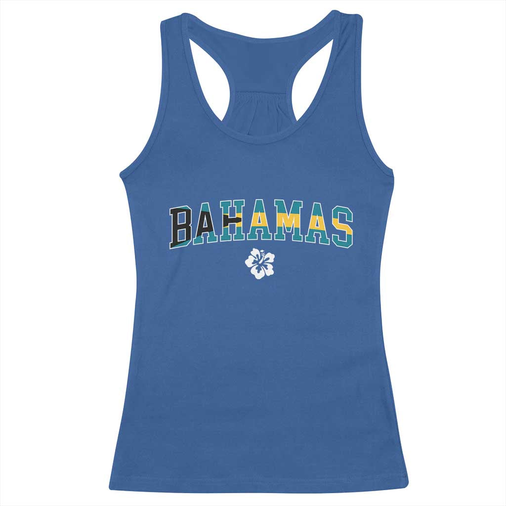Bahamas Flag Racerback Tank Top Caribbean Hibiscus Flower Beach Summer Vacation - Wonder Print Shop