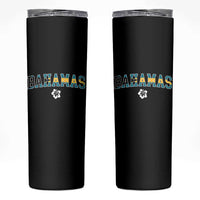 Bahamas Flag Skinny Tumbler Caribbean Hibiscus Flower Beach Summer Vacation - Wonder Print Shop
