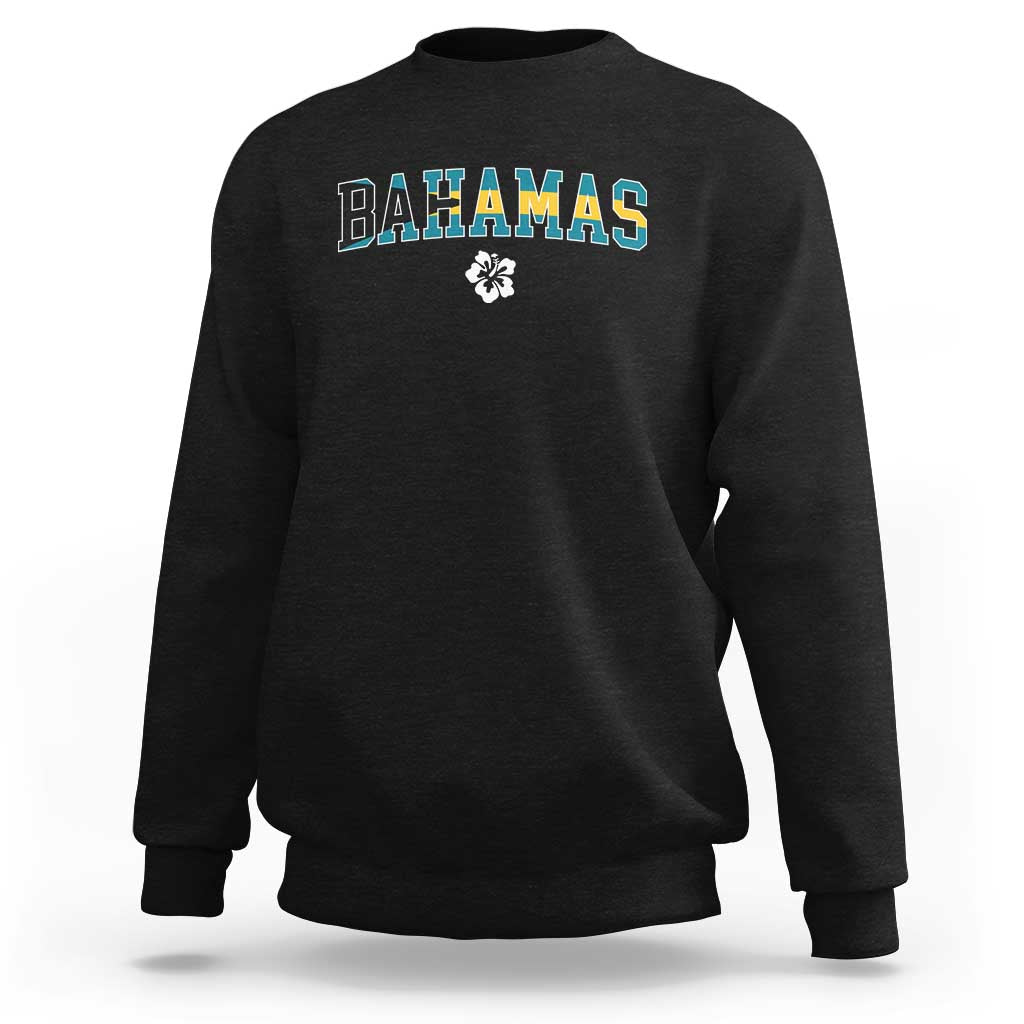 Bahamas Flag Sweatshirt Caribbean Hibiscus Flower Beach Summer Vacation - Wonder Print Shop