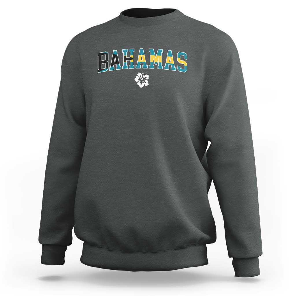 Bahamas Flag Sweatshirt Caribbean Hibiscus Flower Beach Summer Vacation - Wonder Print Shop