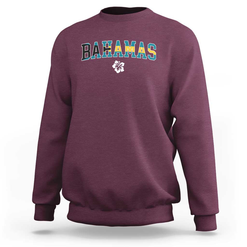 Bahamas Flag Sweatshirt Caribbean Hibiscus Flower Beach Summer Vacation - Wonder Print Shop