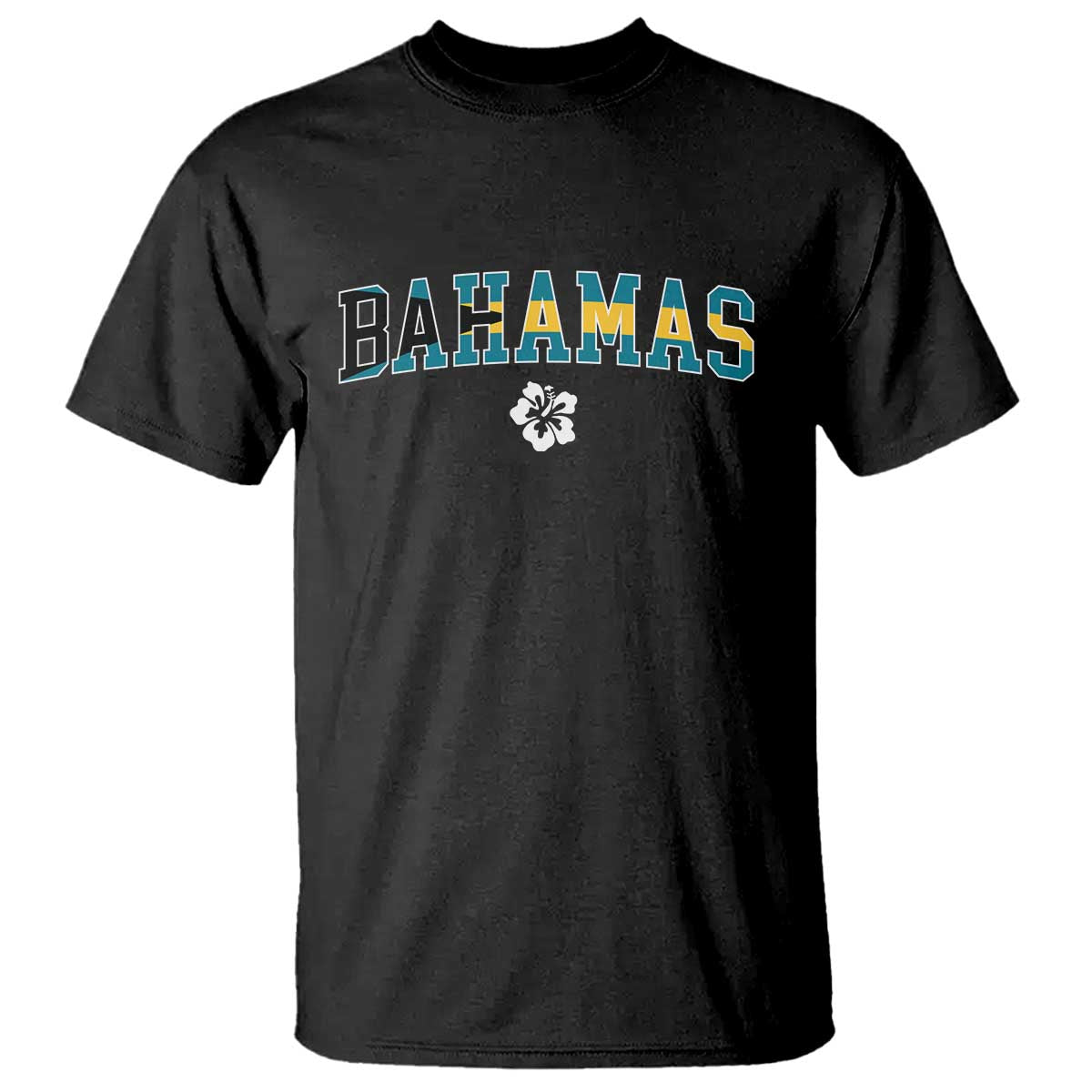 Bahamas Flag T Shirt Caribbean Hibiscus Flower Beach Summer Vacation - Wonder Print Shop