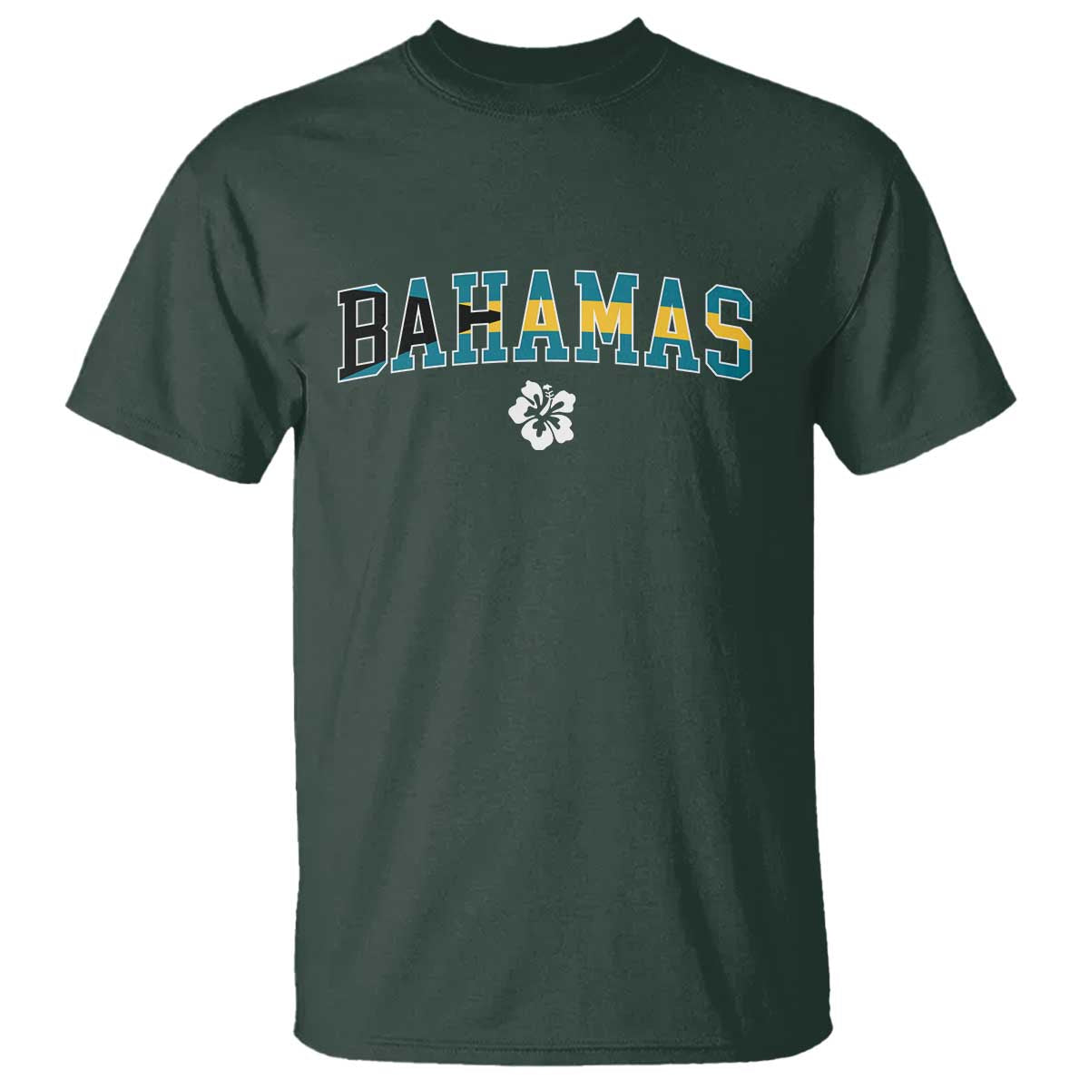Bahamas Flag T Shirt Caribbean Hibiscus Flower Beach Summer Vacation - Wonder Print Shop