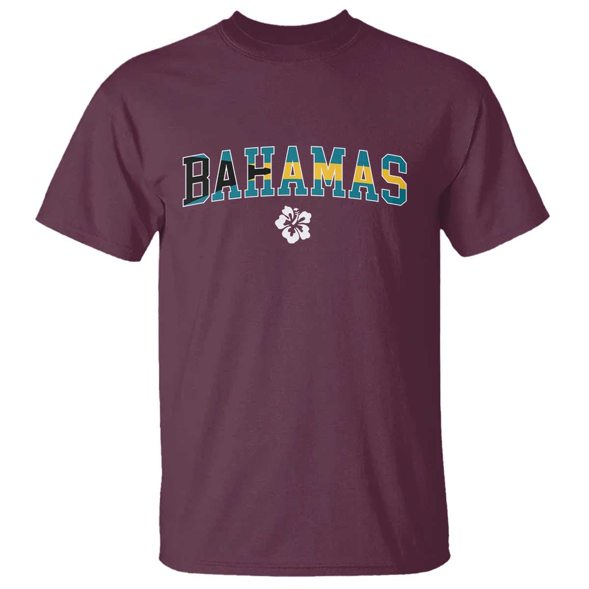 Bahamas Flag T Shirt Caribbean Hibiscus Flower Beach Summer Vacation - Wonder Print Shop