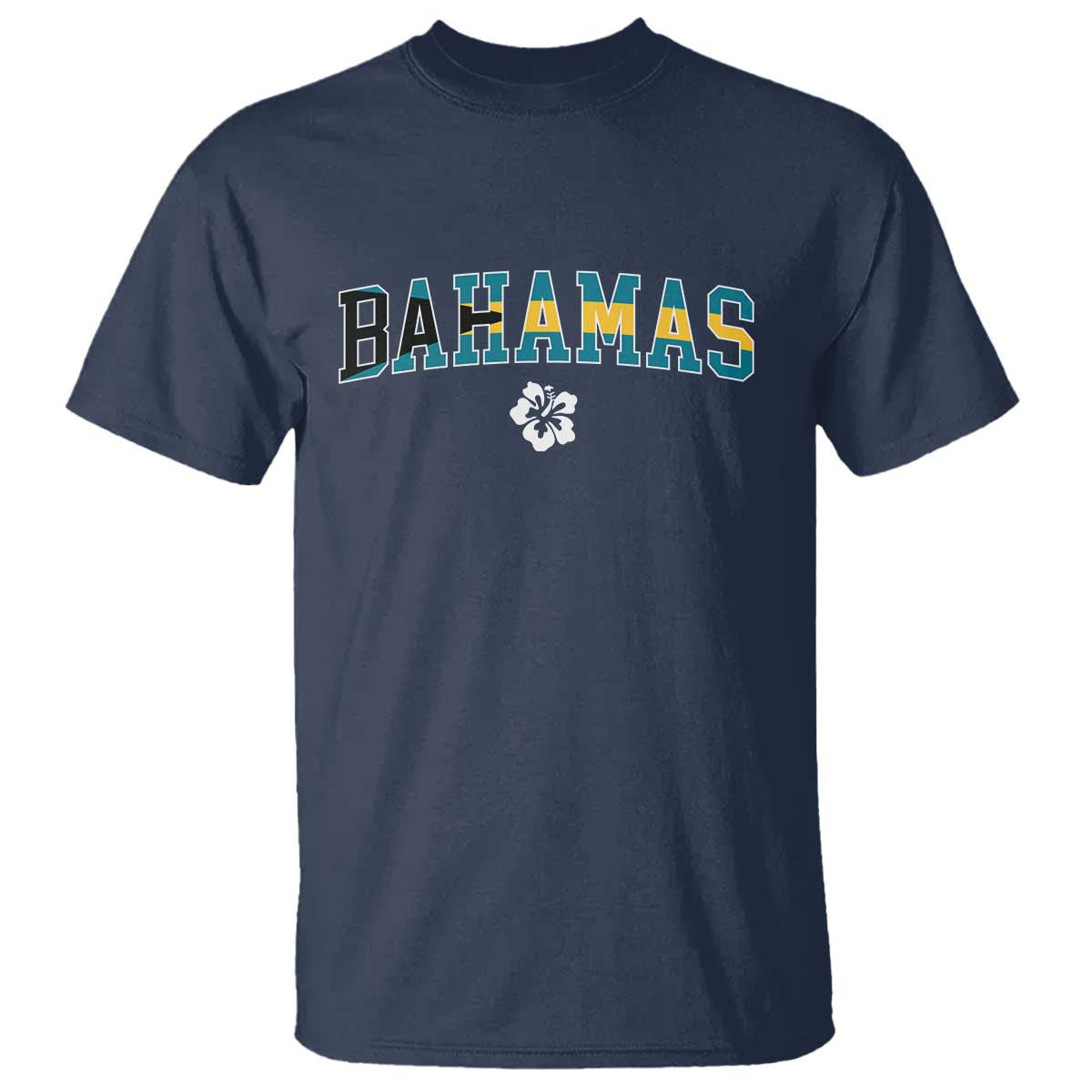 Bahamas Flag T Shirt Caribbean Hibiscus Flower Beach Summer Vacation - Wonder Print Shop
