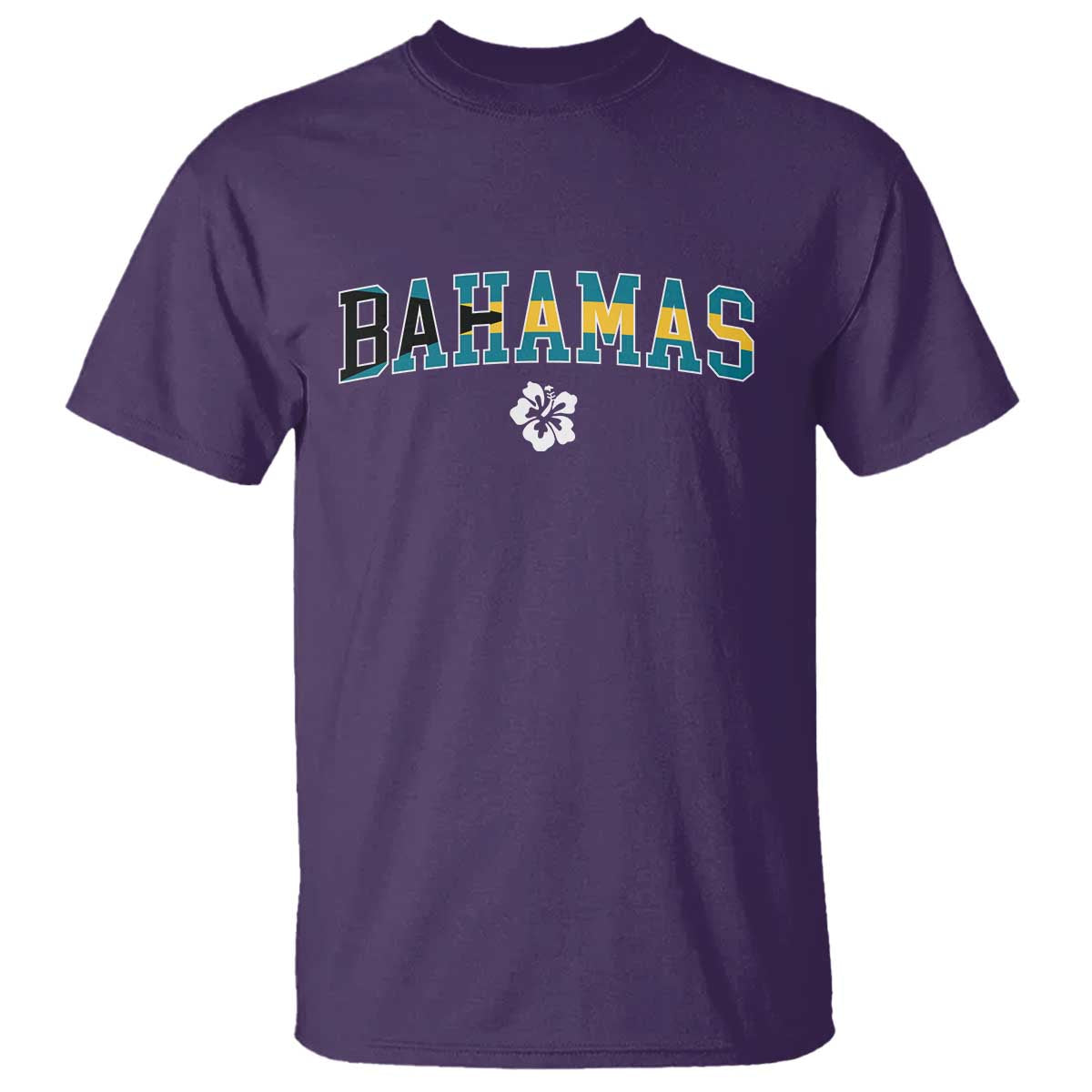 Bahamas Flag T Shirt Caribbean Hibiscus Flower Beach Summer Vacation - Wonder Print Shop