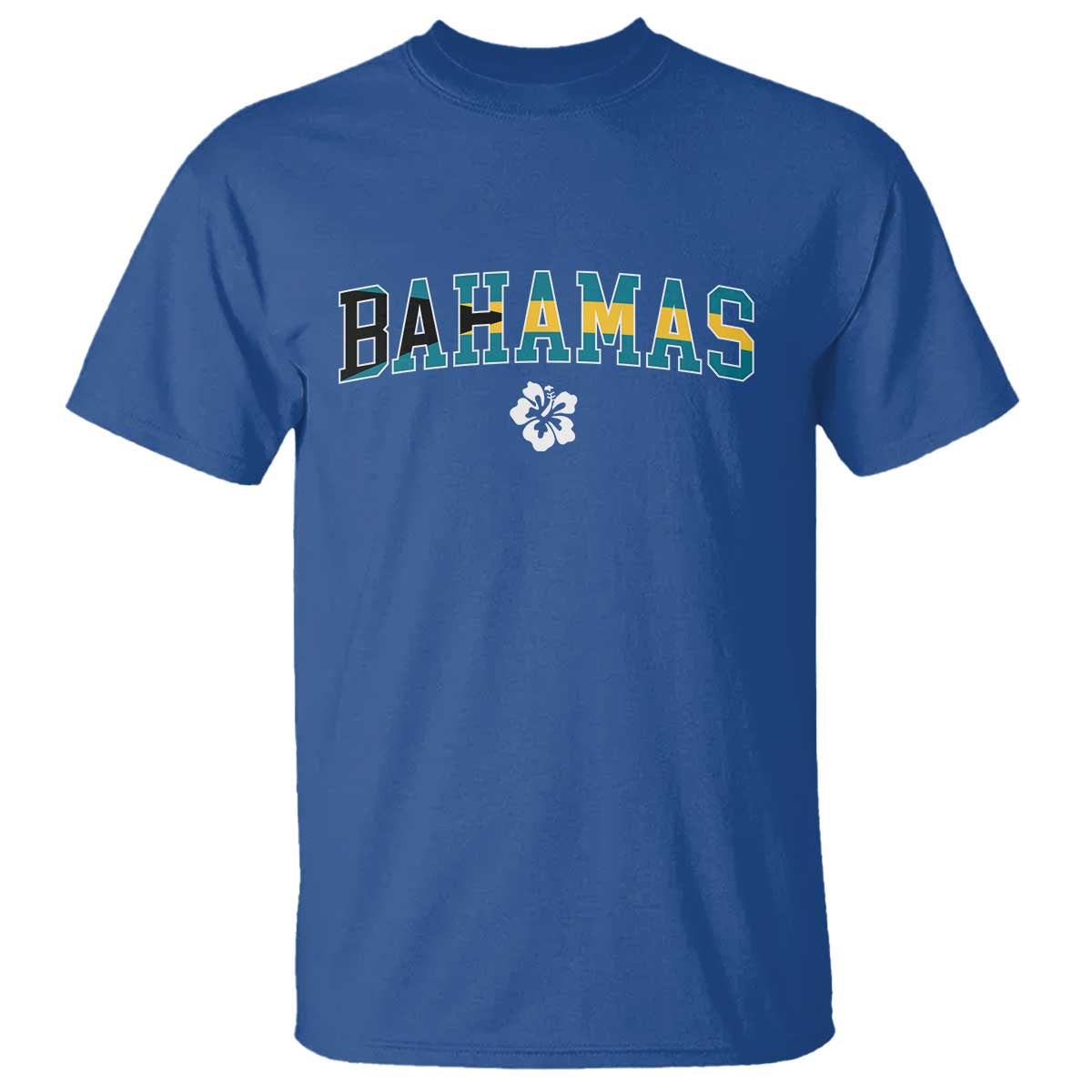 Bahamas Flag T Shirt Caribbean Hibiscus Flower Beach Summer Vacation - Wonder Print Shop