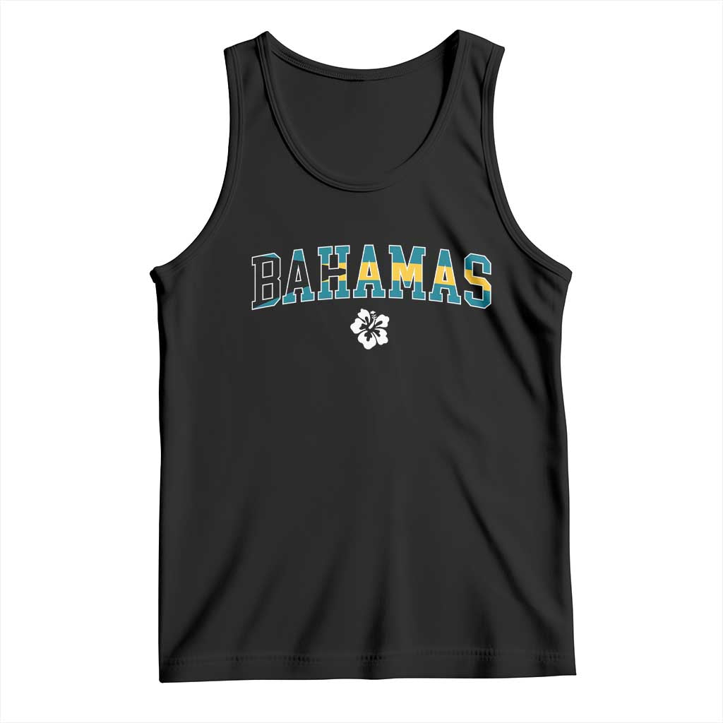 Bahamas Flag Tank Top Caribbean Hibiscus Flower Beach Summer Vacation - Wonder Print Shop