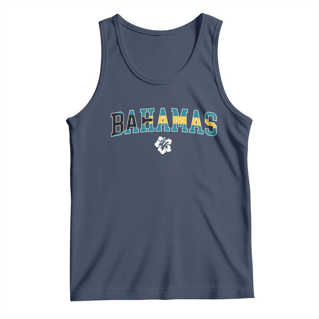 Bahamas Flag Tank Top Caribbean Hibiscus Flower Beach Summer Vacation - Wonder Print Shop