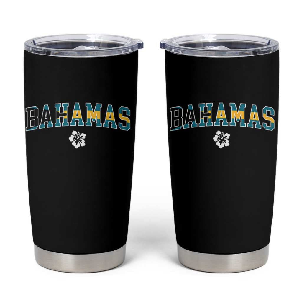 Bahamas Flag Tumbler Cup Caribbean Hibiscus Flower Beach Summer Vacation - Wonder Print Shop
