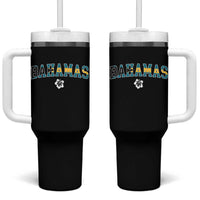 Bahamas Flag Tumbler With Handle Caribbean Hibiscus Flower Beach Summer Vacation - Wonder Print Shop