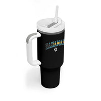 Bahamas Flag Tumbler With Handle Caribbean Hibiscus Flower Beach Summer Vacation - Wonder Print Shop