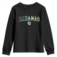 Bahamas Flag Youth Sweatshirt Caribbean Hibiscus Flower Beach Summer Vacation - Wonder Print Shop