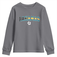 Bahamas Flag Youth Sweatshirt Caribbean Hibiscus Flower Beach Summer Vacation - Wonder Print Shop