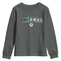 Bahamas Flag Youth Sweatshirt Caribbean Hibiscus Flower Beach Summer Vacation - Wonder Print Shop