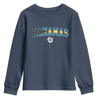 Bahamas Flag Youth Sweatshirt Caribbean Hibiscus Flower Beach Summer Vacation - Wonder Print Shop