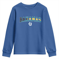 Bahamas Flag Youth Sweatshirt Caribbean Hibiscus Flower Beach Summer Vacation - Wonder Print Shop