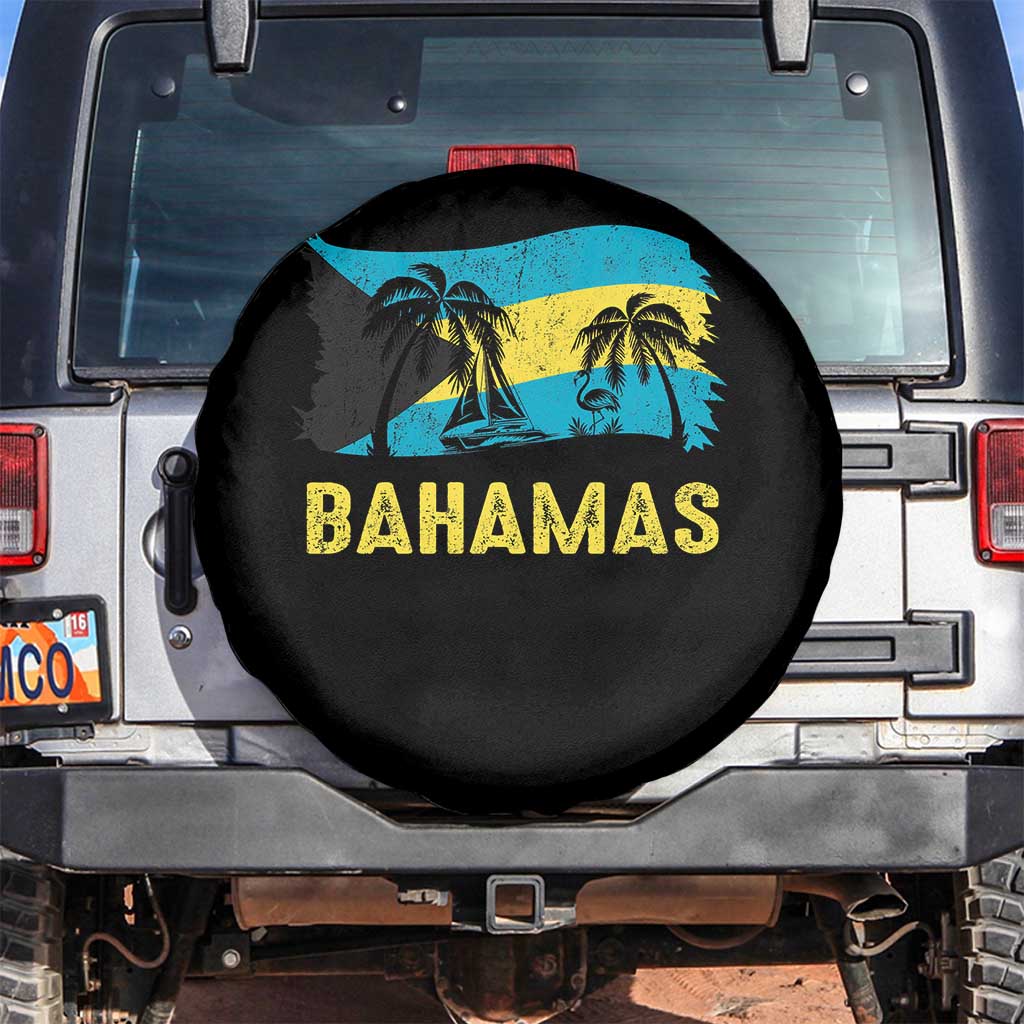 Bahamas Flag Spare Tire Cover Tropical Island Palm Trees Bahamian Gifts - Wonder Print Shop
