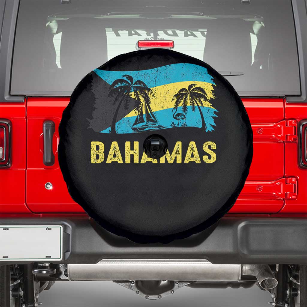 Bahamas Flag Spare Tire Cover Tropical Island Palm Trees Bahamian Gifts - Wonder Print Shop