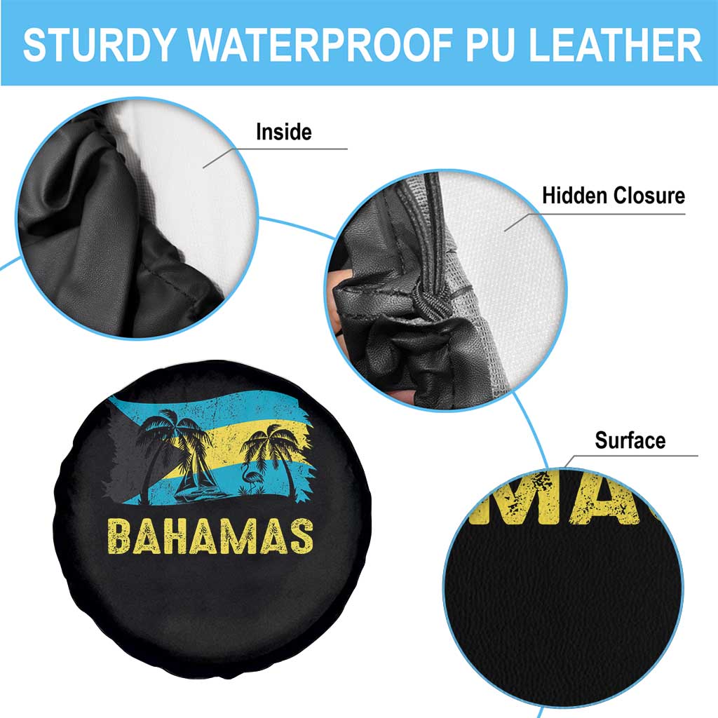 Bahamas Flag Spare Tire Cover Tropical Island Palm Trees Bahamian Gifts - Wonder Print Shop