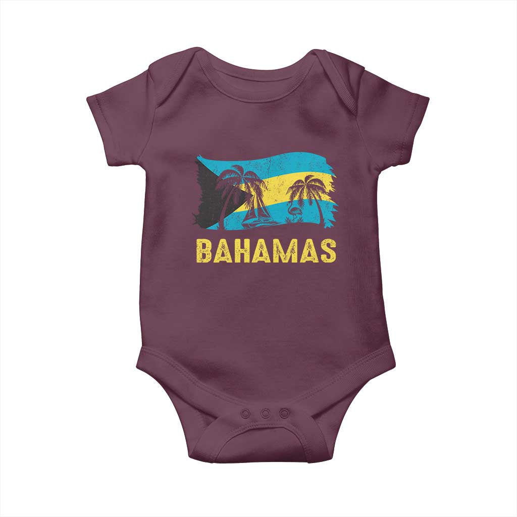 Bahamas Flag Baby Onesie Tropical Island Palm Trees Bahamian Gifts - Wonder Print Shop