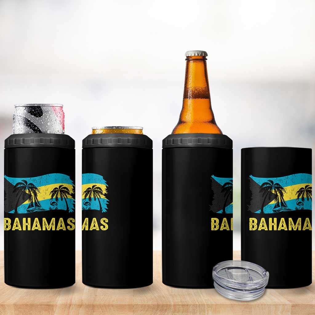 Bahamas Flag 4 in 1 Can Cooler Tumbler Tropical Island Palm Trees Bahamian Gifts - Wonder Print Shop