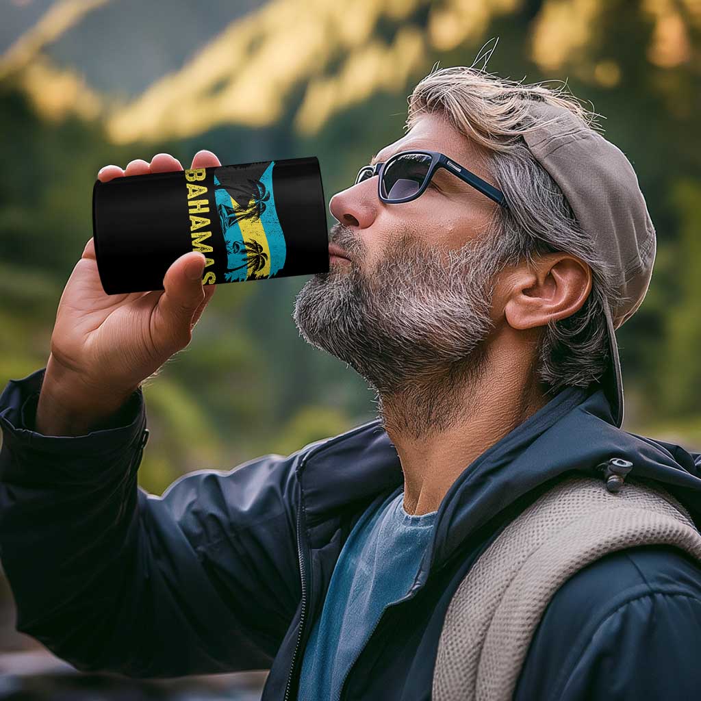 Bahamas Flag 4 in 1 Can Cooler Tumbler Tropical Island Palm Trees Bahamian Gifts - Wonder Print Shop