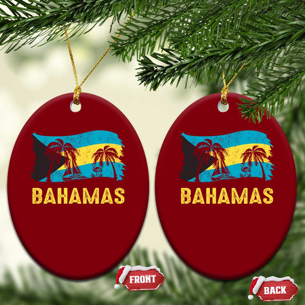 Bahamas Flag Ceramic Ornament Tropical Island Palm Trees Bahamian Gifts - Wonder Print Shop