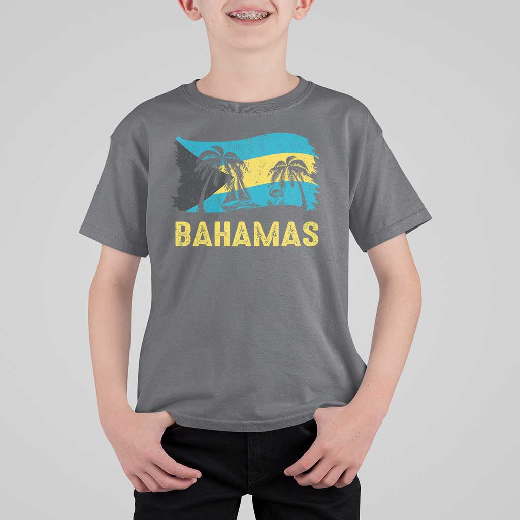 Bahamas Flag T Shirt For Kid Tropical Island Palm Trees Bahamian Gifts - Wonder Print Shop