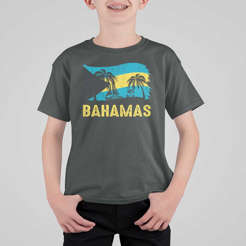 Bahamas Flag T Shirt For Kid Tropical Island Palm Trees Bahamian Gifts - Wonder Print Shop