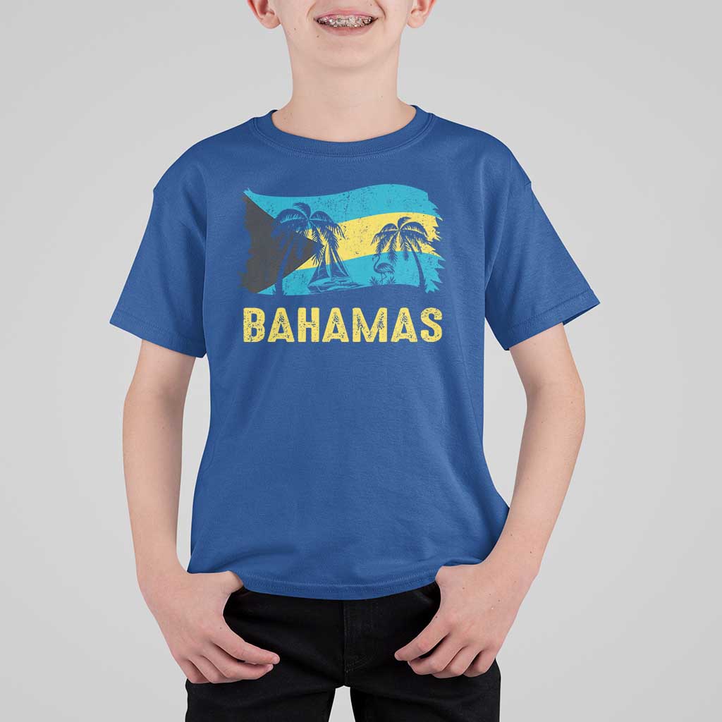 Bahamas Flag T Shirt For Kid Tropical Island Palm Trees Bahamian Gifts - Wonder Print Shop