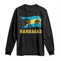 Bahamas Flag Long Sleeve Shirt Tropical Island Palm Trees Bahamian Gifts - Wonder Print Shop