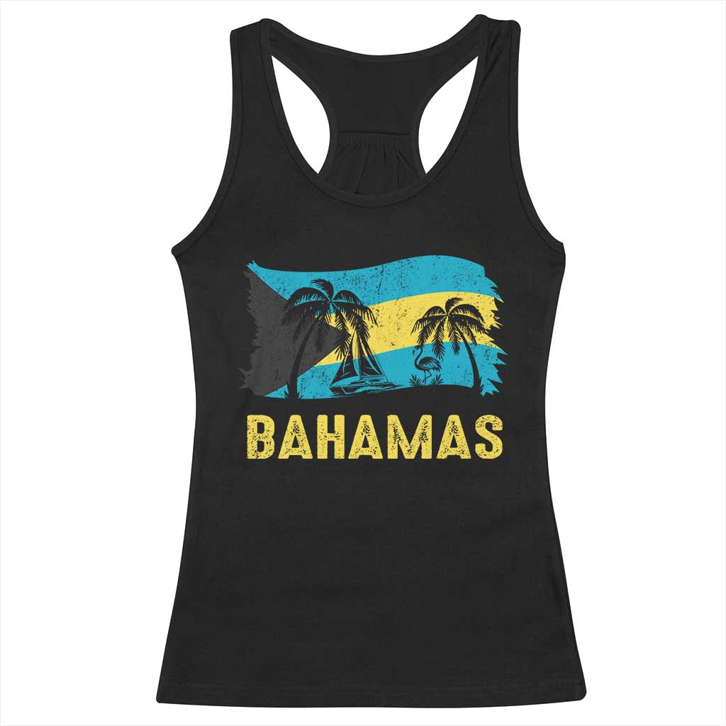 Bahamas Flag Racerback Tank Top Tropical Island Palm Trees Bahamian Gifts - Wonder Print Shop