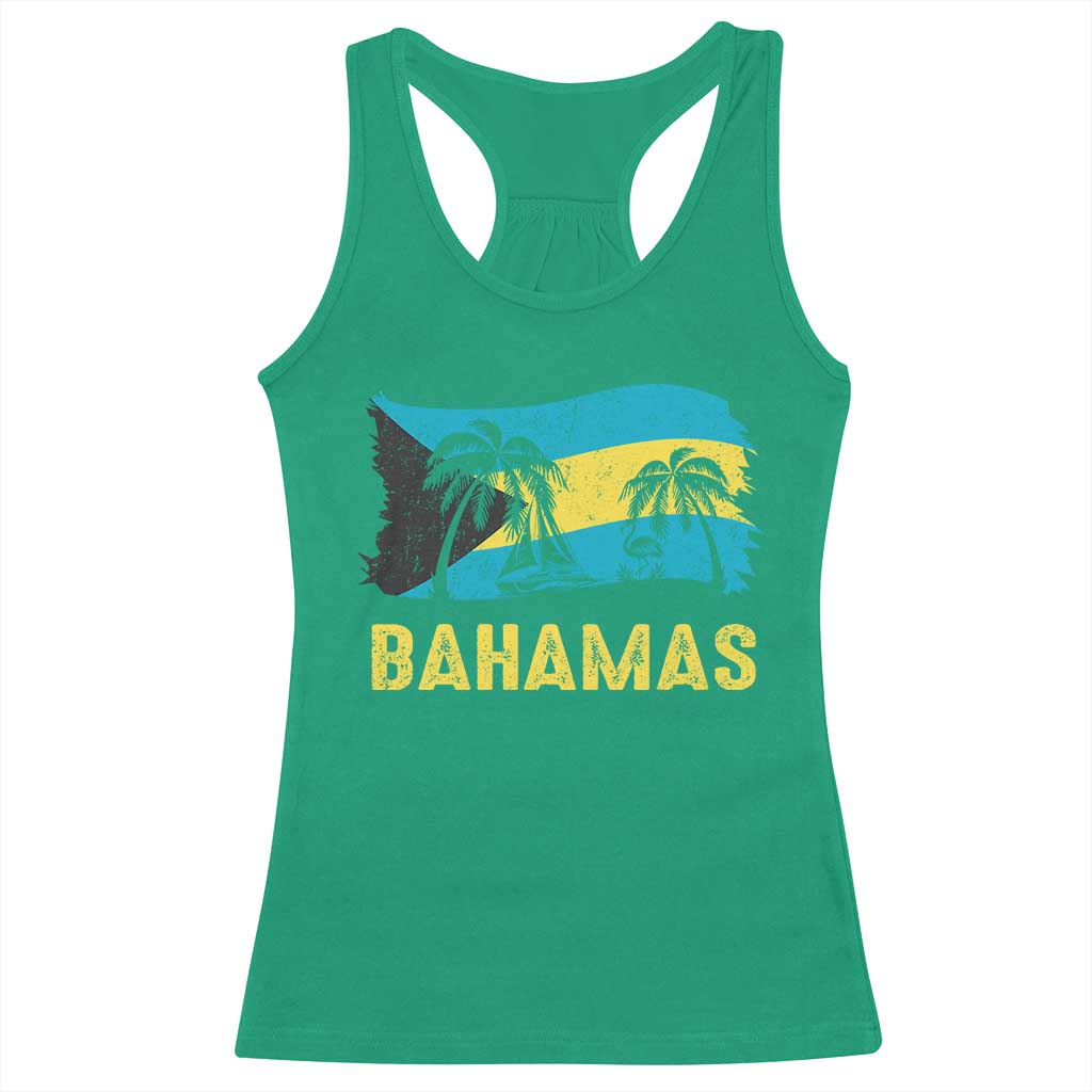Bahamas Flag Racerback Tank Top Tropical Island Palm Trees Bahamian Gifts - Wonder Print Shop