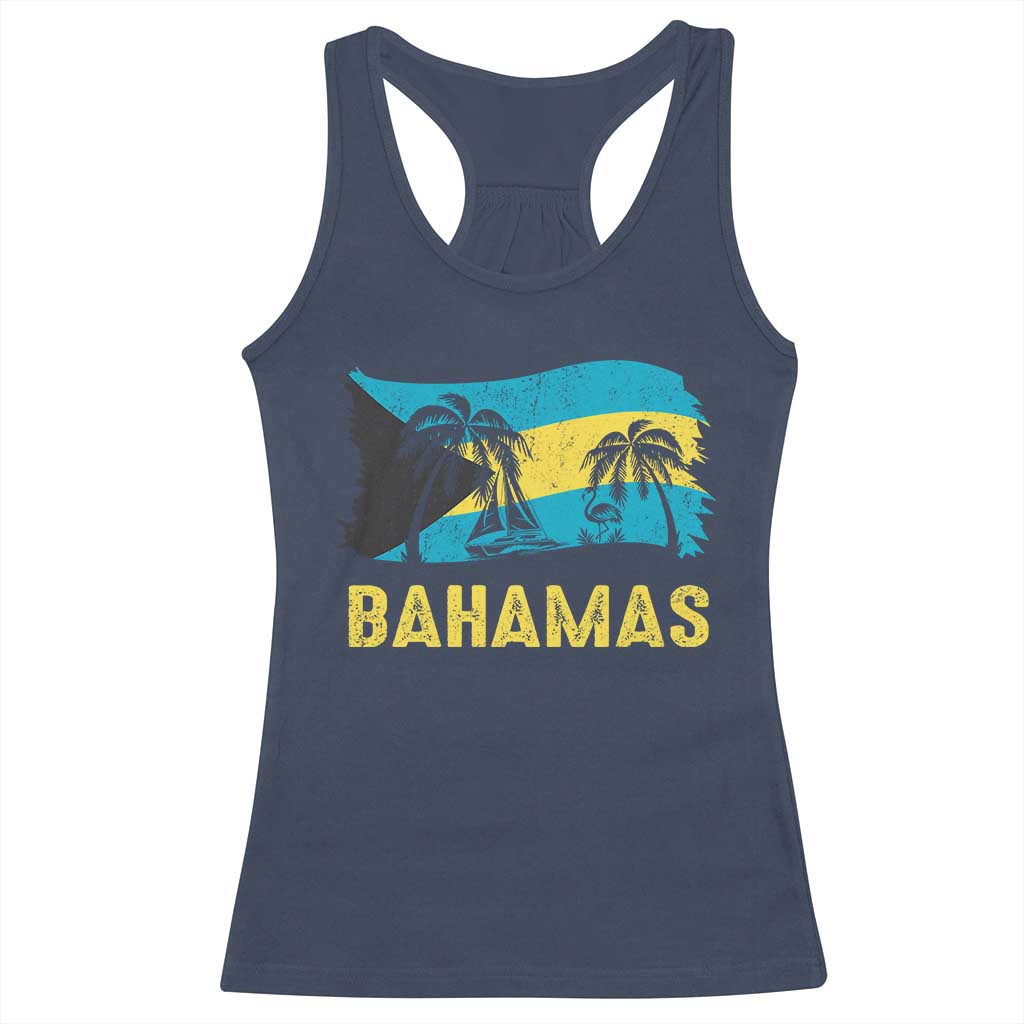 Bahamas Flag Racerback Tank Top Tropical Island Palm Trees Bahamian Gifts - Wonder Print Shop