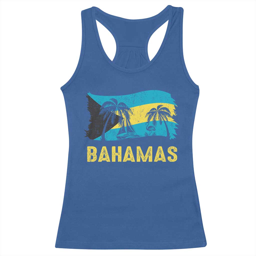 Bahamas Flag Racerback Tank Top Tropical Island Palm Trees Bahamian Gifts - Wonder Print Shop