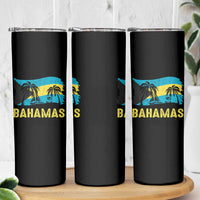 Bahamas Flag Skinny Tumbler Tropical Island Palm Trees Bahamian Gifts - Wonder Print Shop