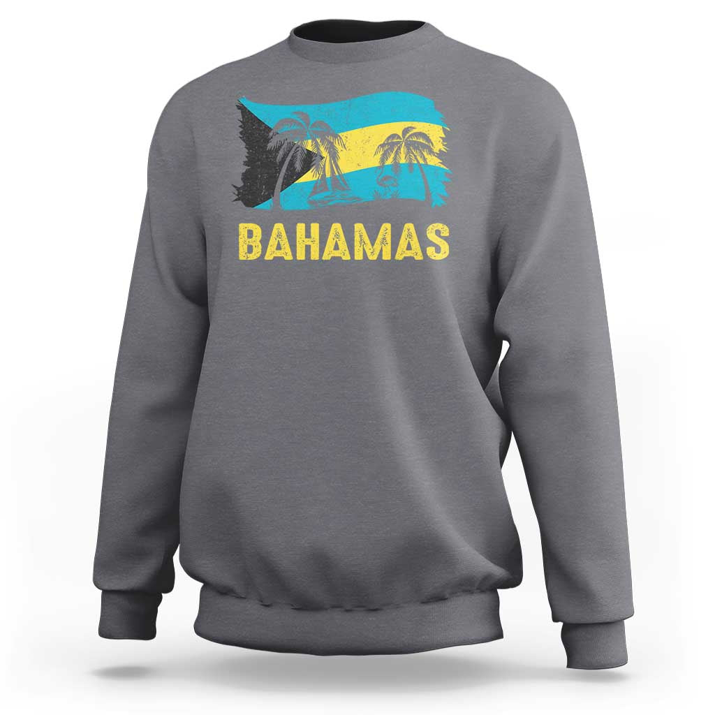 Bahamas Flag Sweatshirt Tropical Island Palm Trees Bahamian Gifts - Wonder Print Shop
