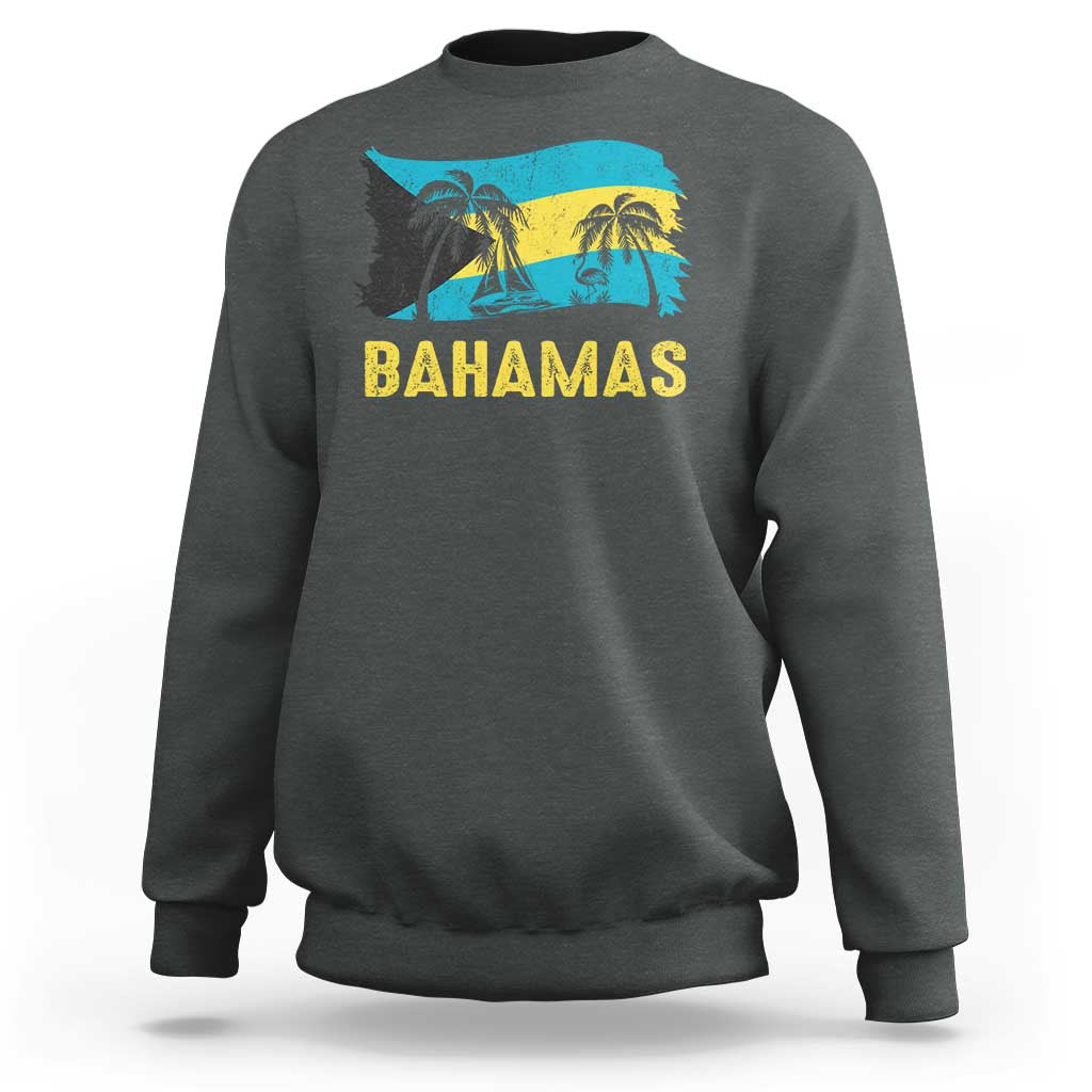 Bahamas Flag Sweatshirt Tropical Island Palm Trees Bahamian Gifts - Wonder Print Shop