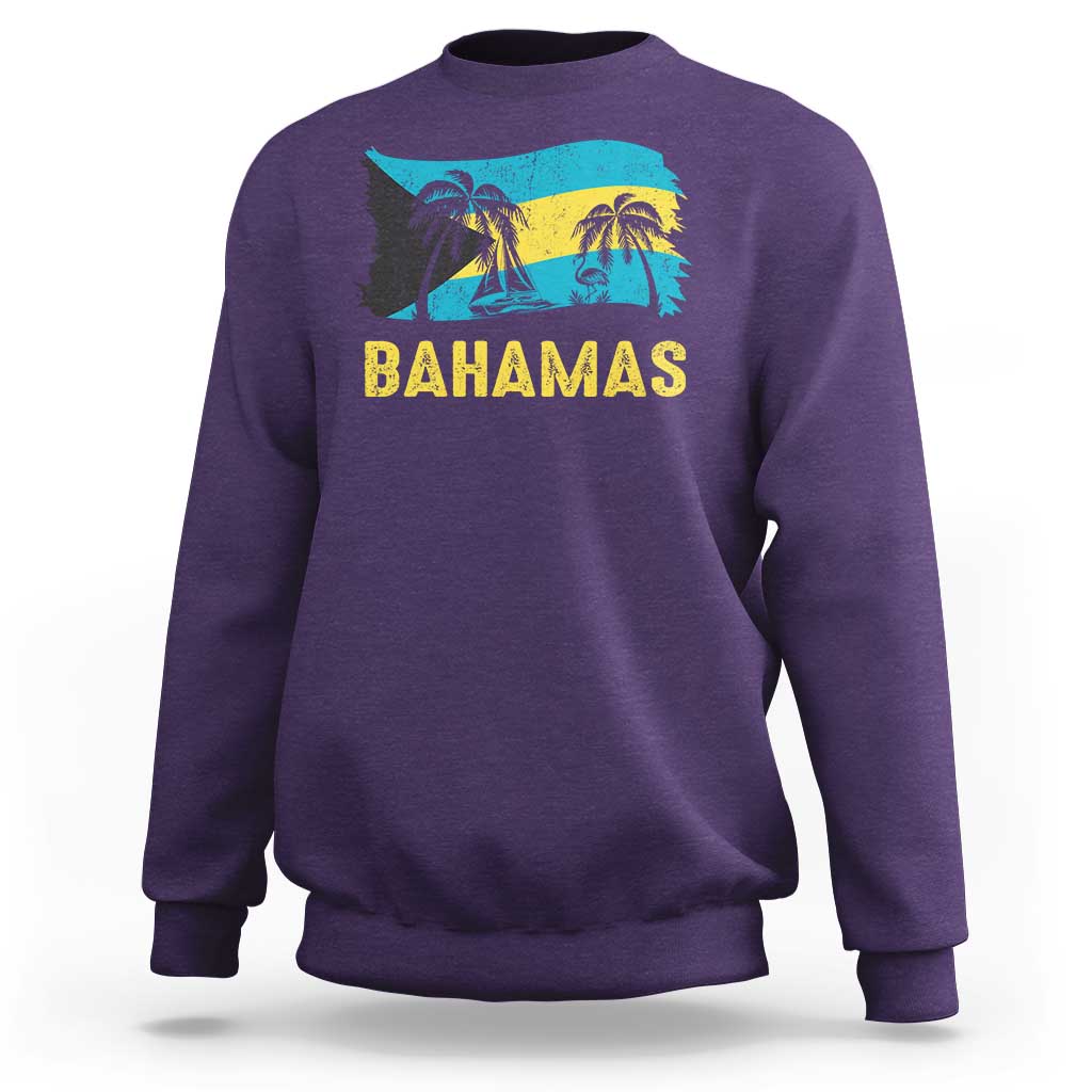 Bahamas Flag Sweatshirt Tropical Island Palm Trees Bahamian Gifts - Wonder Print Shop