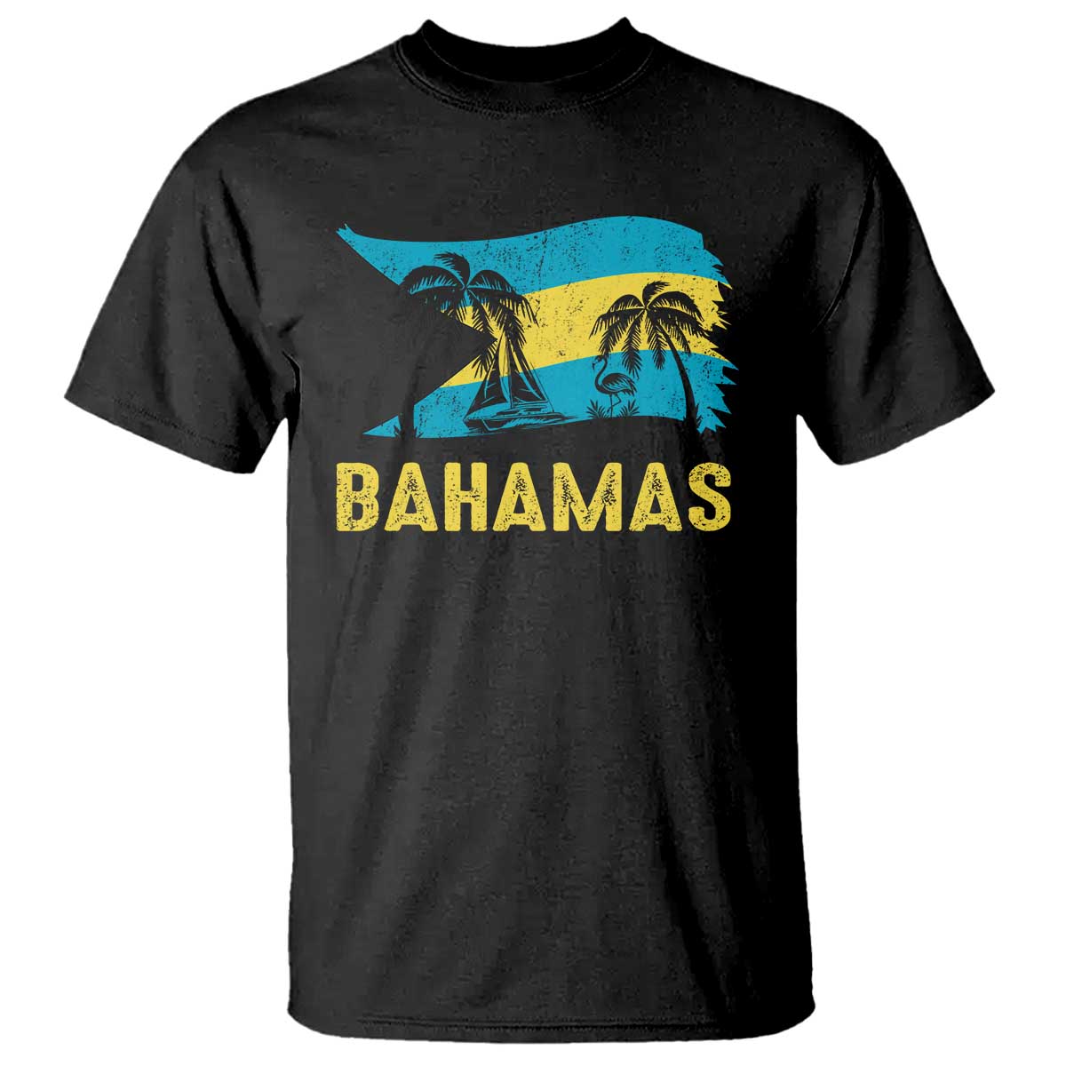 Bahamas Flag T Shirt Tropical Island Palm Trees Bahamian Gifts - Wonder Print Shop