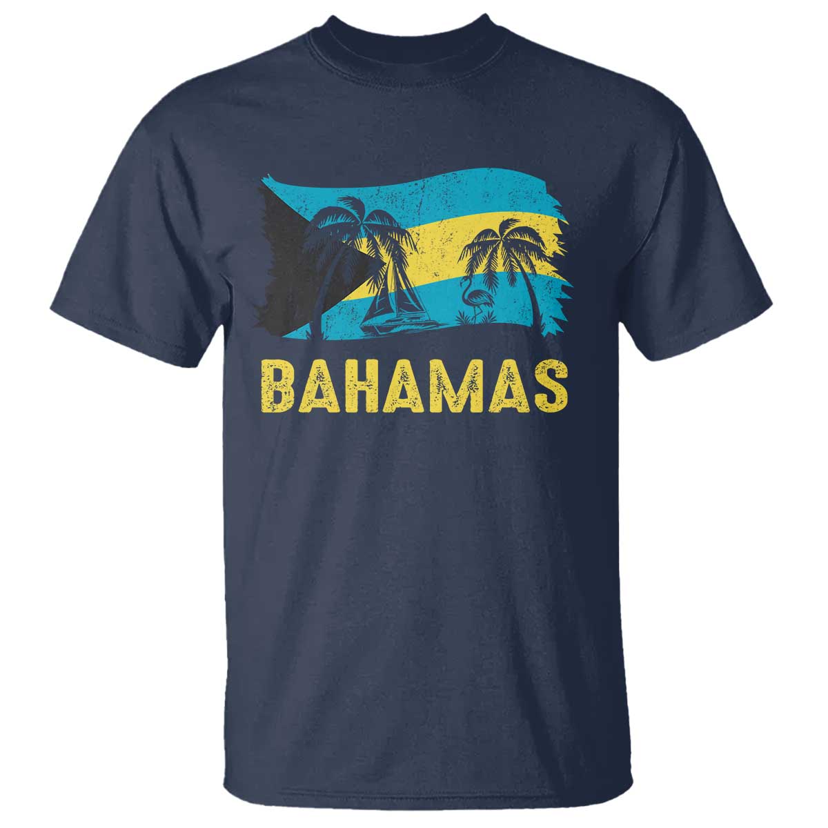 Bahamas Flag T Shirt Tropical Island Palm Trees Bahamian Gifts - Wonder Print Shop