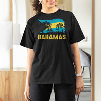 Bahamas Flag T Shirt For Women Tropical Island Palm Trees Bahamian Gifts - Wonder Print Shop