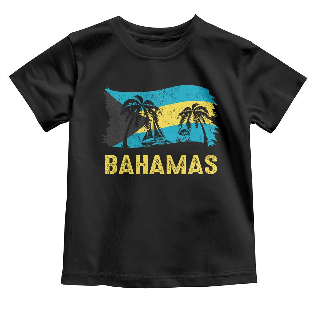 Bahamas Flag Toddler T Shirt Tropical Island Palm Trees Bahamian Gifts - Wonder Print Shop