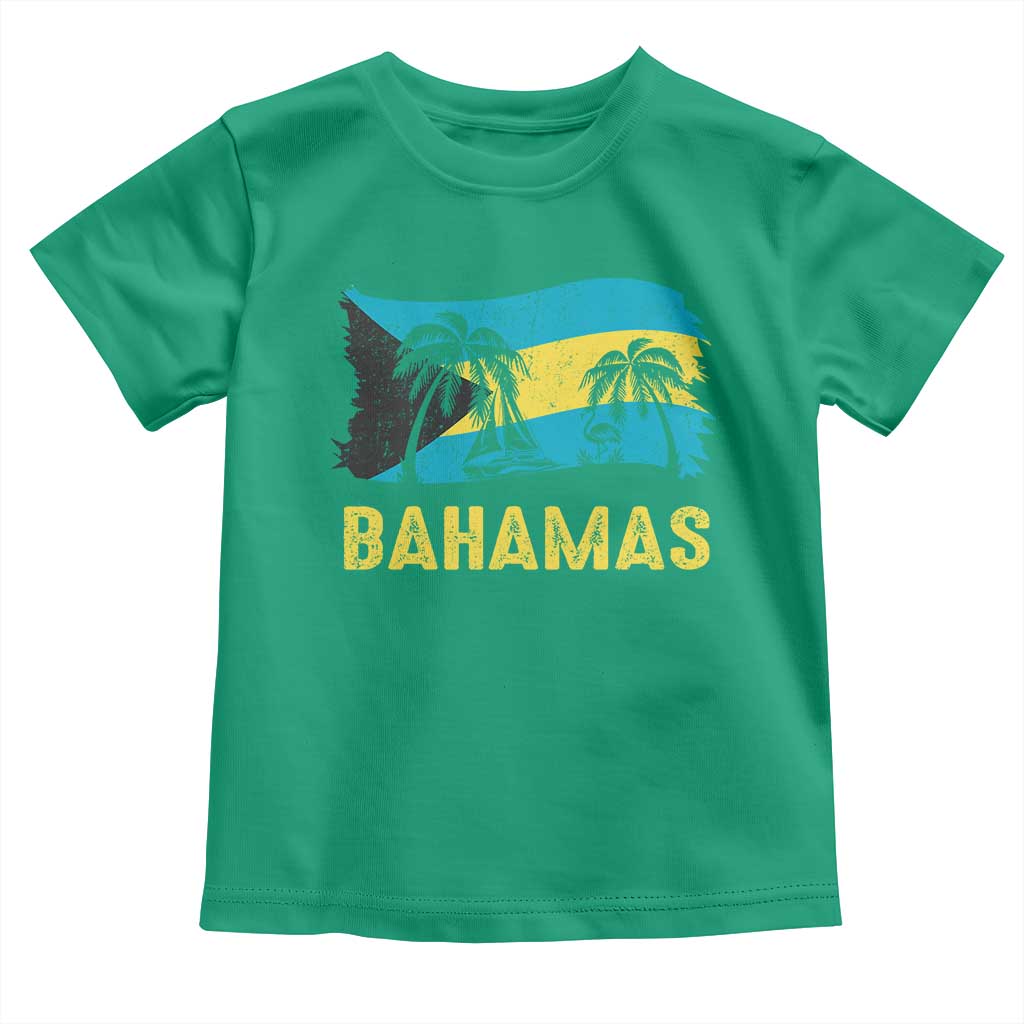 Bahamas Flag Toddler T Shirt Tropical Island Palm Trees Bahamian Gifts - Wonder Print Shop